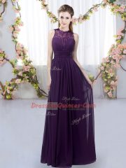 Custom Fit Lace Dama Dress Dark Purple Zipper Sleeveless Floor Length