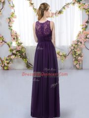 Custom Fit Lace Dama Dress Dark Purple Zipper Sleeveless Floor Length