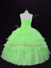 Colorful Organza Sleeveless Floor Length Sweet 16 Dresses and Beading and Ruffles