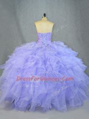 Decent Sweetheart Sleeveless Organza Quinceanera Gowns Beading and Ruffles Lace Up