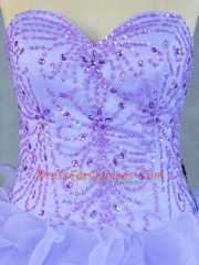 Decent Sweetheart Sleeveless Organza Quinceanera Gowns Beading and Ruffles Lace Up