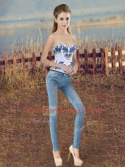 Royal Blue Sweet 16 Dress Military Ball and Sweet 16 and Quinceanera with Embroidery and Bowknot Sweetheart Sleeveless Lace Up