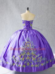 Sweetheart Sleeveless Lace Up Vestidos de Quinceanera Purple Satin