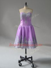 Captivating Lavender Lace Up Sweetheart Appliques and Embroidery Homecoming Dress Tulle Sleeveless