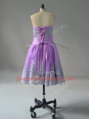 Captivating Lavender Lace Up Sweetheart Appliques and Embroidery Homecoming Dress Tulle Sleeveless