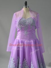 Captivating Lavender Lace Up Sweetheart Appliques and Embroidery Homecoming Dress Tulle Sleeveless