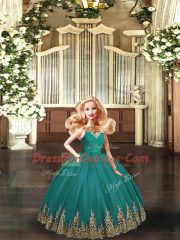 Turquoise Quinceanera Dresses Sweet 16 and Quinceanera with Embroidery V-neck Sleeveless Backless
