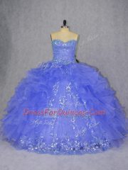Floor Length Purple Quinceanera Gowns Sweetheart Sleeveless Lace Up