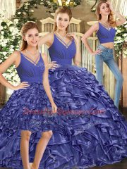 Sleeveless Brush Train Backless Floor Length Ruffles 15th Birthday Dress