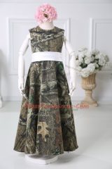 Printed Scoop Sleeveless Zipper Belt Flower Girl Dresses for Less in Multi-color