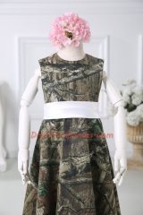 Printed Scoop Sleeveless Zipper Belt Flower Girl Dresses for Less in Multi-color