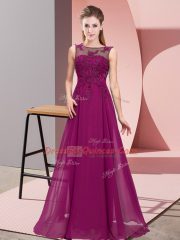 Scoop Sleeveless Zipper Damas Dress Purple Chiffon