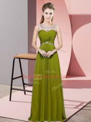 Scoop Sleeveless Chiffon Evening Dress Beading Backless