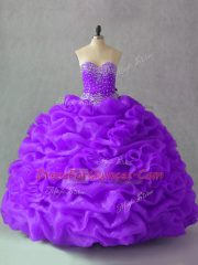 Floor Length Purple Sweet 16 Quinceanera Dress Sweetheart Sleeveless Lace Up