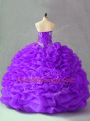 Floor Length Purple Sweet 16 Quinceanera Dress Sweetheart Sleeveless Lace Up