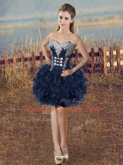Navy Blue Sleeveless Organza Lace Up 15th Birthday Dress for Sweet 16 and Quinceanera