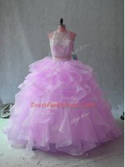 Sleeveless Backless Floor Length Beading and Ruffles Quinceanera Dress