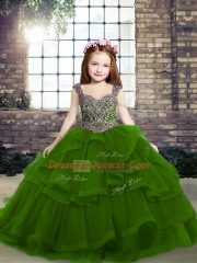 Dazzling Sleeveless Lace Up Floor Length Beading and Ruffles Winning Pageant Gowns