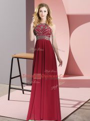 Clearance Chiffon Sleeveless Floor Length Prom Dresses and Beading