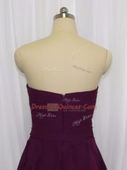 Dark Purple Chiffon Zipper Sweetheart Sleeveless Floor Length Prom Dresses Ruffled Layers and Ruching