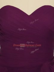 Dark Purple Chiffon Zipper Sweetheart Sleeveless Floor Length Prom Dresses Ruffled Layers and Ruching