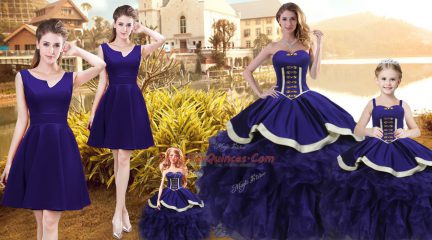 Fine Sweetheart Sleeveless Organza Quinceanera Gown Ruffles Lace Up
