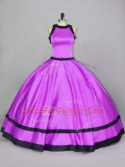 Flirting Scoop Sleeveless Zipper Sweet 16 Dresses Lilac Satin