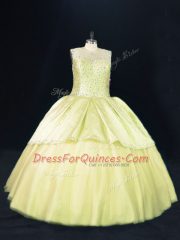 Luxury Yellow Green Sleeveless Beading Quinceanera Gowns