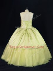 Luxury Yellow Green Sleeveless Beading Quinceanera Gowns