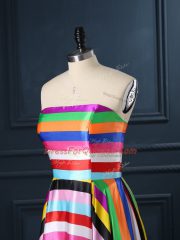 Decent Multi-color Zipper Womens Party Dresses Ruching Sleeveless Floor Length