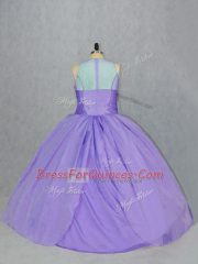 Sleeveless Floor Length Embroidery Zipper Vestidos de Quinceanera with Lavender