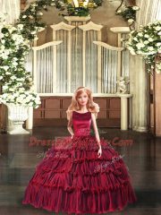 Wine Red Ball Gowns Organza Scoop Sleeveless Ruffled Layers Floor Length Lace Up 15th Birthday Dress