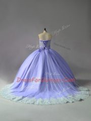 Best Selling Lavender Ball Gown Prom Dress Sweetheart Sleeveless Court Train Lace Up