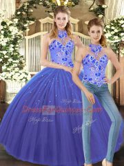 Sleeveless Embroidery Lace Up Sweet 16 Dress