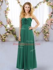 Floor Length Dark Green Dama Dress Sweetheart Sleeveless Lace Up