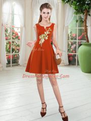 Comfortable Mini Length Zipper Rust Red for Prom and Party with Appliques