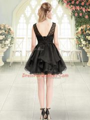 Extravagant Black Organza Lace Up Homecoming Dress Sleeveless Mini Length Beading and Lace