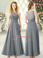 Clearance Grey Scoop Clasp Handle Lace Prom Evening Gown Sleeveless