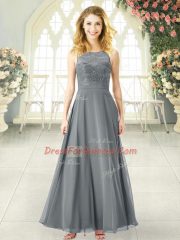 Clearance Grey Scoop Clasp Handle Lace Prom Evening Gown Sleeveless