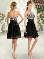 Empire Prom Dresses Black Sweetheart Chiffon Sleeveless Mini Length Zipper