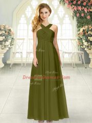 Great Chiffon Sleeveless Floor Length Prom Gown and Ruching