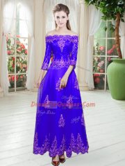 Fantastic 3 4 Length Sleeve Lace Up Floor Length Lace Prom Party Dress