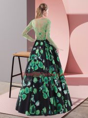 Elegant Multi-color Prom Dresses Prom and Party and Military Ball with Appliques Scoop Long Sleeves Lace Up