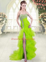 Chic Sleeveless Organza Brush Train Lace Up Prom Dress for Prom and Party