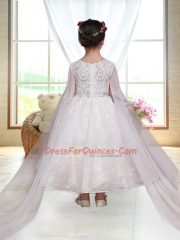 Charming Long Sleeves Zipper Ankle Length Lace Flower Girl Dress