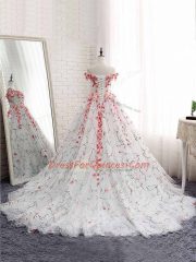 Tulle Sleeveless Quinceanera Gowns Brush Train and Appliques
