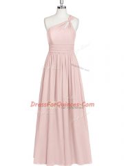 Glorious Baby Pink Sleeveless Floor Length Ruching Side Zipper Prom Dresses