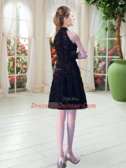 Black Zipper Homecoming Dress Appliques Sleeveless Knee Length