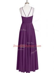 Eggplant Purple Straps Zipper Ruching Homecoming Dress Sleeveless
