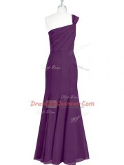 Fitting Floor Length Column/Sheath Sleeveless Eggplant Purple Homecoming Dress Side Zipper